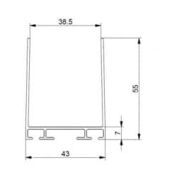 Aluminiowy profil dolny i górny bramy garażowej 40 mm, L-252 cm, 57-587