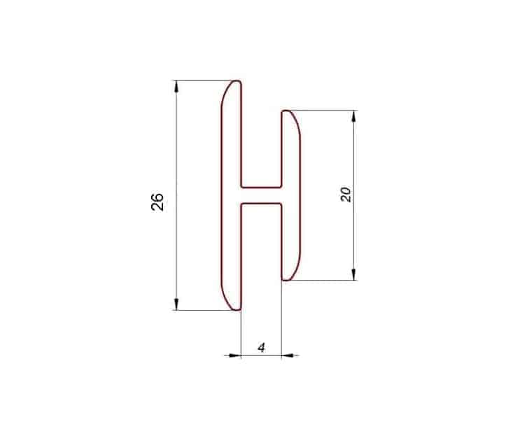 Uszczelka elastyczne PVC typ H 4 mm, biała 12-327
