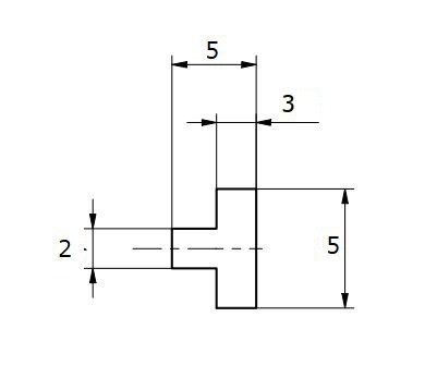 Profil T silikon czerwony 5x5x3x2mm, 0230555