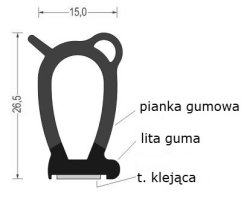 Uszczelka gumowa samoprzylepna 15x26mm, 0620807