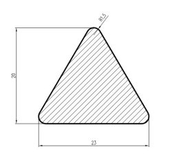 Profil silikonowy trójkąt 23 mm silikon 60°shA ceglasty +315°C, 0991220