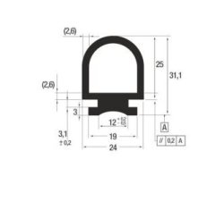 Uszczelka wsuwana drzwi lite EPDM 24x31 mm 0463963