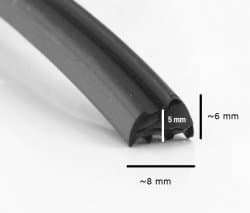 Uszczelka szyby 6 mm, czarna, 015125BL