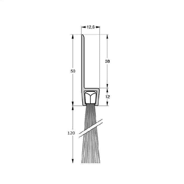 Uszczelka szczotkowa 1,0 m x 120 mm, 01-097-120