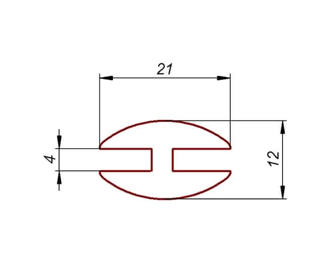  Profil gumowy SBR 12x21 mm, 39-621