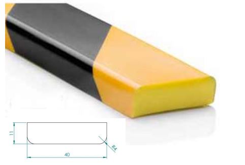Profil ochronny PU żółto-czarny z klejem, odbój 40x11 mm PU3044631