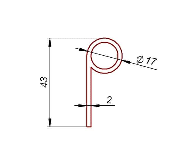 Profil uszczelniający typ P , fi 17 mm, 39-617