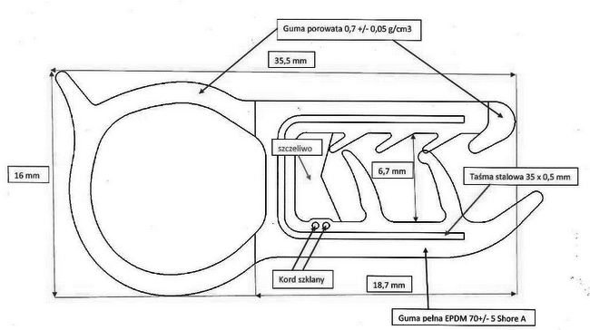 Uszczelka drzwi tylnych VW Crafter L-6,14 cm, 04-4151