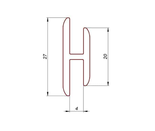 Uszczelka elastyczne PVC typ H 4 mm, 12-321