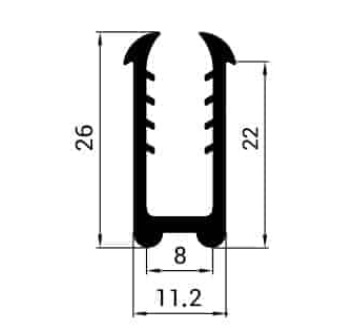 Uszczelka krawędziowa 8 mm PVC szara, 18-913Produktu: Uszczelka krawędziowa 8 mm PVC czarna, 18-914