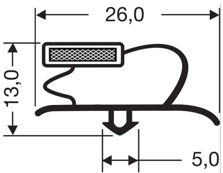 Uszczelka szara z magnesem do drzwi urządzeń chłodniczych, 32-166