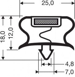Uszczelka z magnesem szara do drzwi urządzeń chłodniczych L-255 cm, 32-143GR